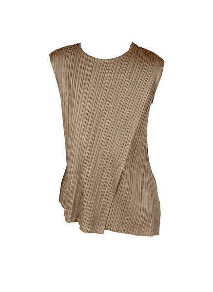 N240025 Sleeveless Pleated Vest Top *Beige