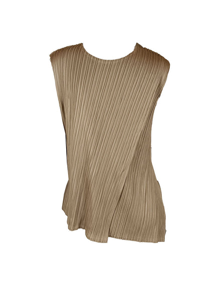 N240025 Sleeveless Pleated Vest Top *Beige