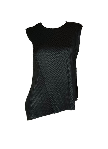 N240025 Sleeveless Pleated Vest Top *Black