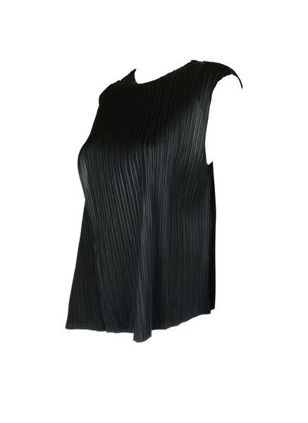 N240025 Sleeveless Pleated Vest Top *Black