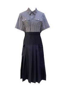 O230025 Striped Shirt Dress *Black & Blue *Last Piece