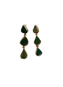 O230078 3 Natural Stone Earrings *Green