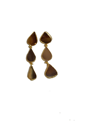 O230078 3 Natural Stone Earrings *Brown