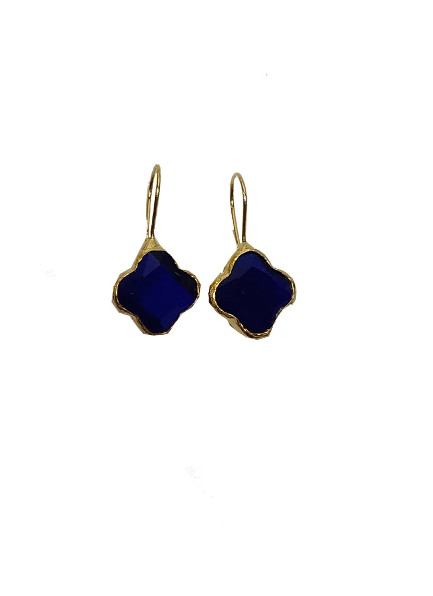 O230084 Flower Shaped Natural Stone Earrings *Blue