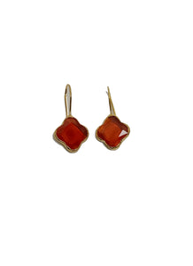O230084 Flower Shaped Natural Stone Earrings *Red