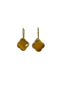 O230084 Flower Shaped Natural Stone Earrings *Yellow