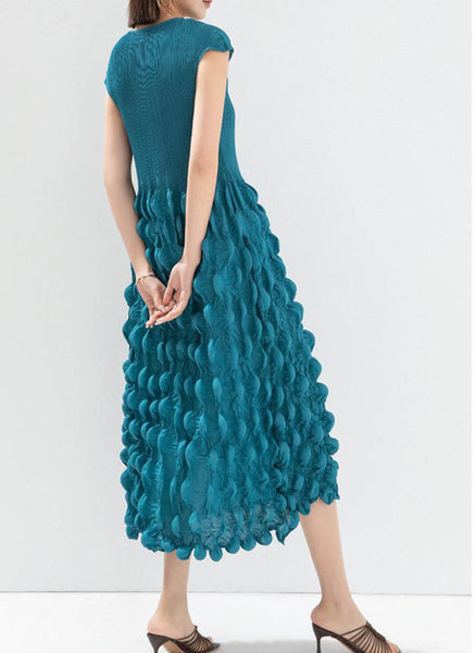 O240002 Bubble Pleated Dress *Blue