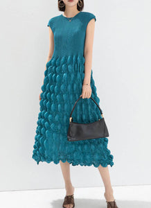 O240002 Bubble Pleated Dress *Blue