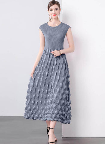 O240002 Bubble Pleated Dress *Grey