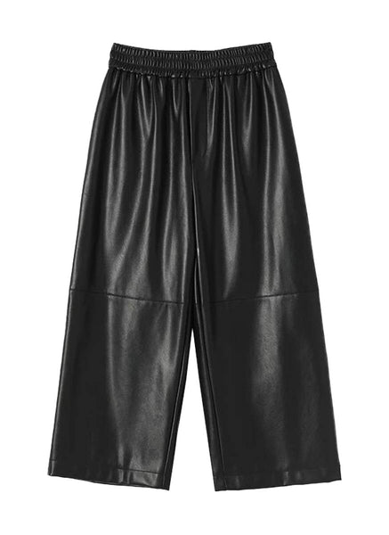 O240003 Faux Leather Pants *Black