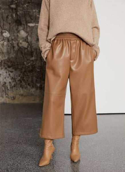 O240003 Faux Leather Pants *Brown