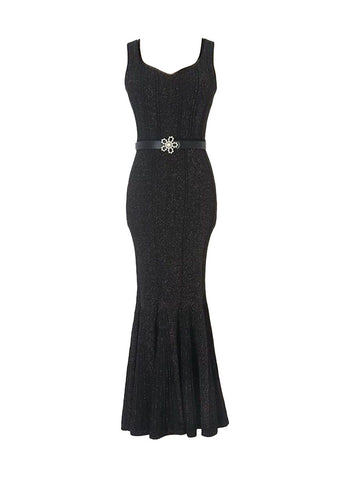 O240007 Sleeveless Vest Knitted Dress *Black