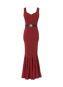 O240007 Sleeveless Vest Knitted Dress *Red