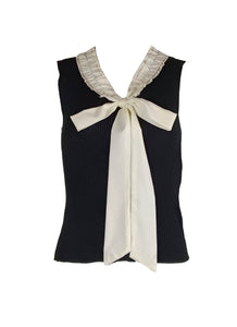 O240008 V-Neck Sleeveless Knitted Top *Black