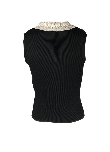 O240008 V-Neck Sleeveless Knitted Top *Black