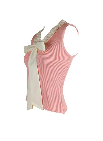 O240008 V-Neck Sleeveless Knitted Top *Pink