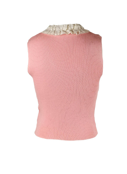 O240008 V-Neck Sleeveless Knitted Top *Pink