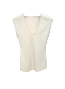 O240012 U-Neck Sleeveless Knitted Top *Beige