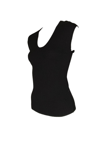 O240012 U-Neck Sleeveless Knitted Top *Black