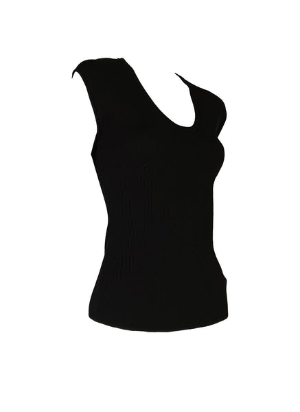 O240012 U-Neck Sleeveless Knitted Top *Black