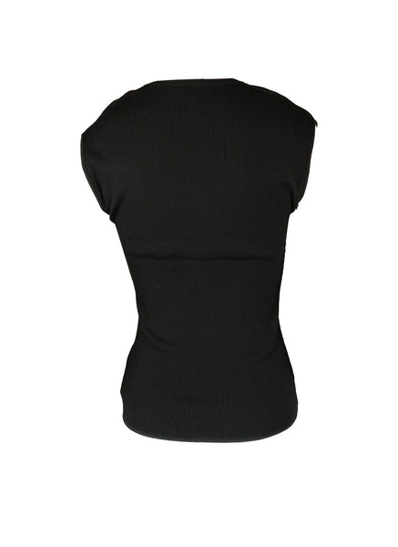 O240012 U-Neck Sleeveless Knitted Top *Black