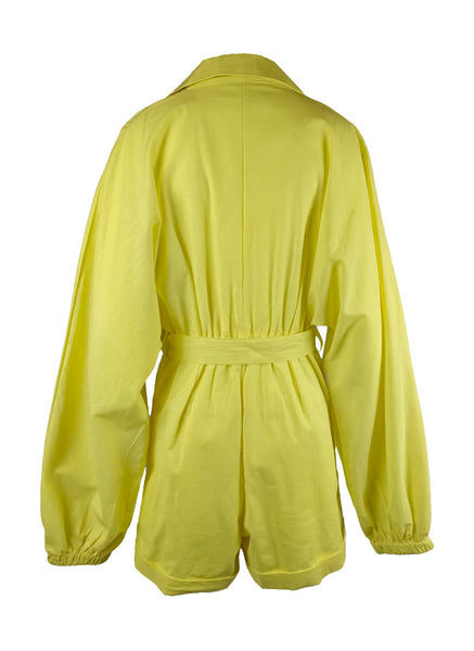 O240014 Long Sleeve Waist Tie Romper *Yellow