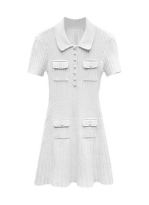 O240017 Short Sleeve Knitted Mini Dress *Last Piece