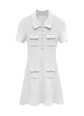 O240017 Short Sleeve Knitted Mini Dress *Last Piece