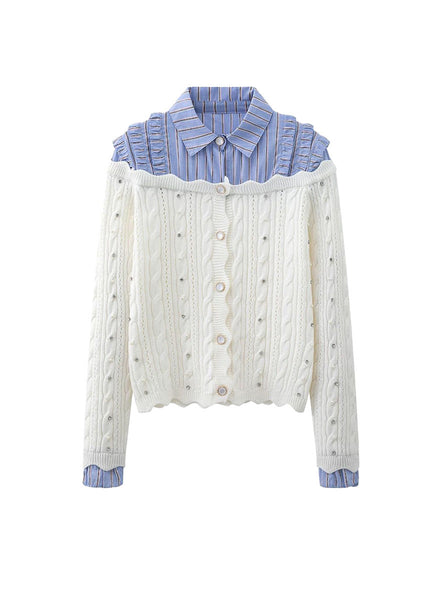 O240022 Long Sleeve Knitted Top *Blue