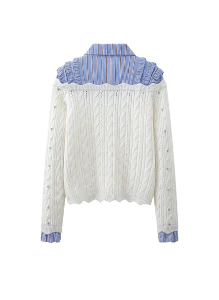 O240022 Long Sleeve Knitted Top *Blue