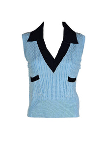 O240023 V-Neck Knitted  Sleeveless Top *Last Piece