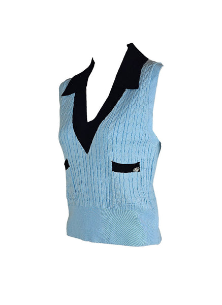 O240023 V-Neck Knitted  Sleeveless Top *Last Piece