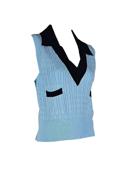 O240023 V-Neck Knitted  Sleeveless Top *Last Piece