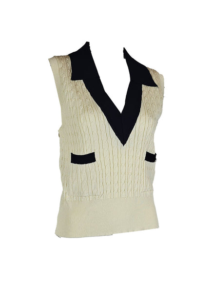 O240023 V-Neck Knitted  Sleeveless Top *Yellow