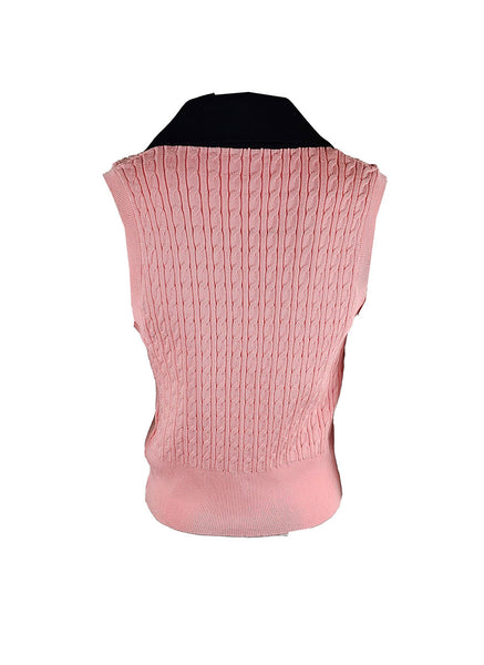 O240023 V-Neck Knitted  Sleeveless Top *Pink