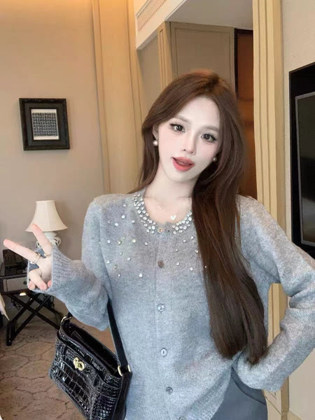 O240024 Knitted Long Sleeve Top *Grey