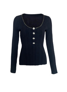 O240026 Knitted Long Sleeve Top *Black *Last Order