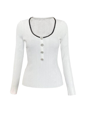 O240026 Knitted Long Sleeve Top *White *Last Piece