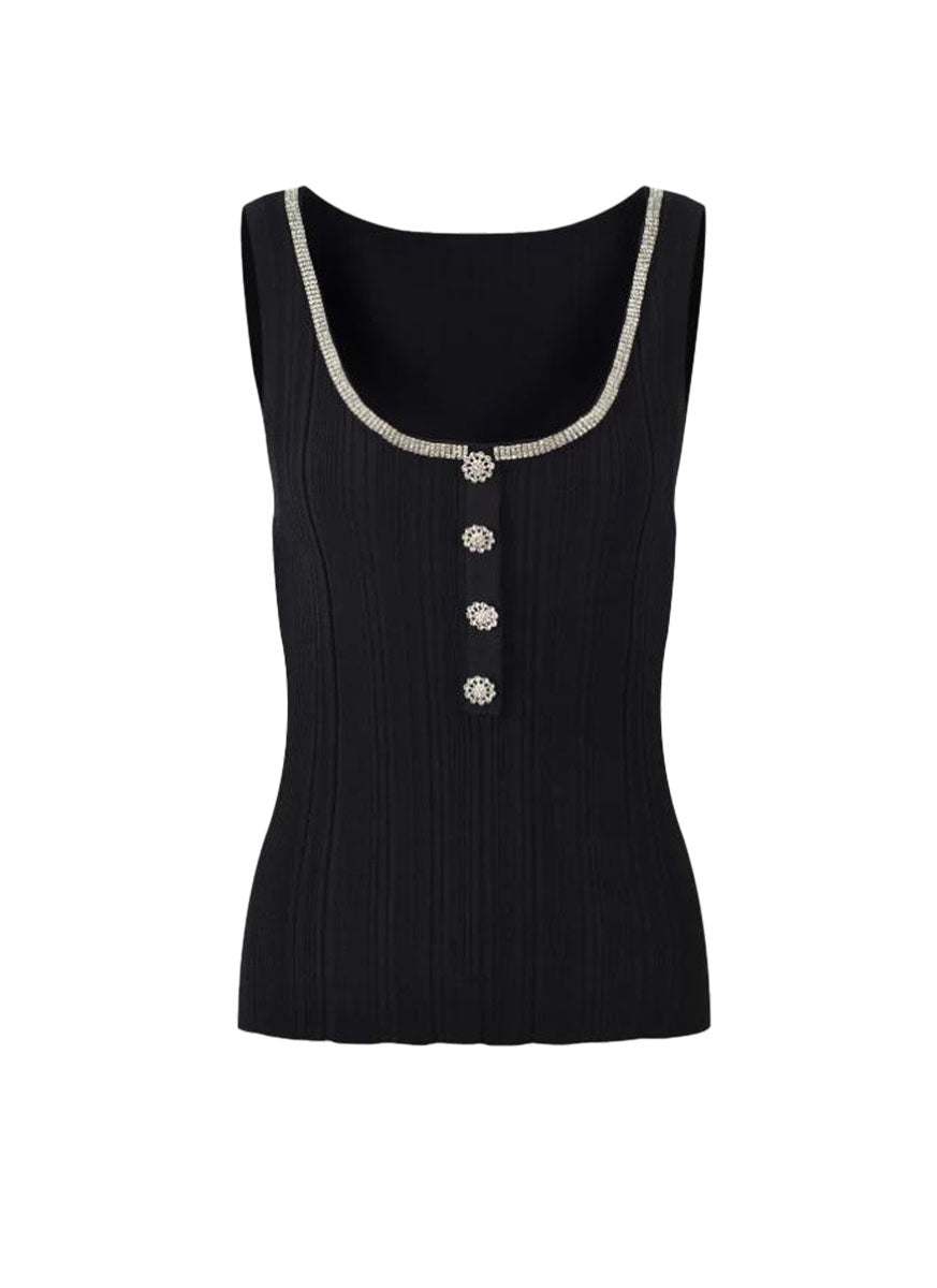 O240027 Knitted Sleeveless Top *Black