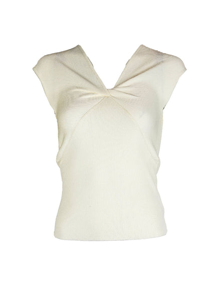 O240036 V-Neck Knitted Sleeveless Top *Beige