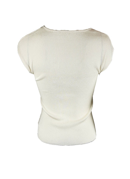 O240036 V-Neck Knitted Sleeveless Top *Beige