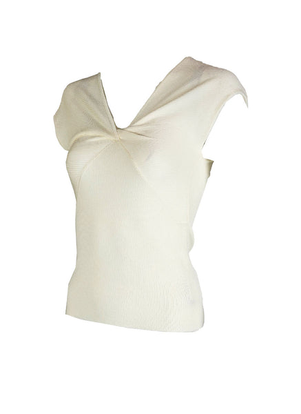 O240036 V-Neck Knitted Sleeveless Top *Beige