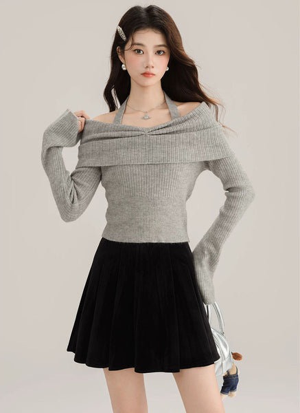 O240039 Knitted Long Sleeve Top *Grey