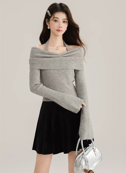 O240039 Knitted Long Sleeve Top *Grey