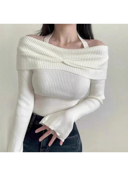 O240039 Knitted Long Sleeve Top *White