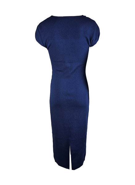 O240040 Knitted Square Neck Dress *Blue