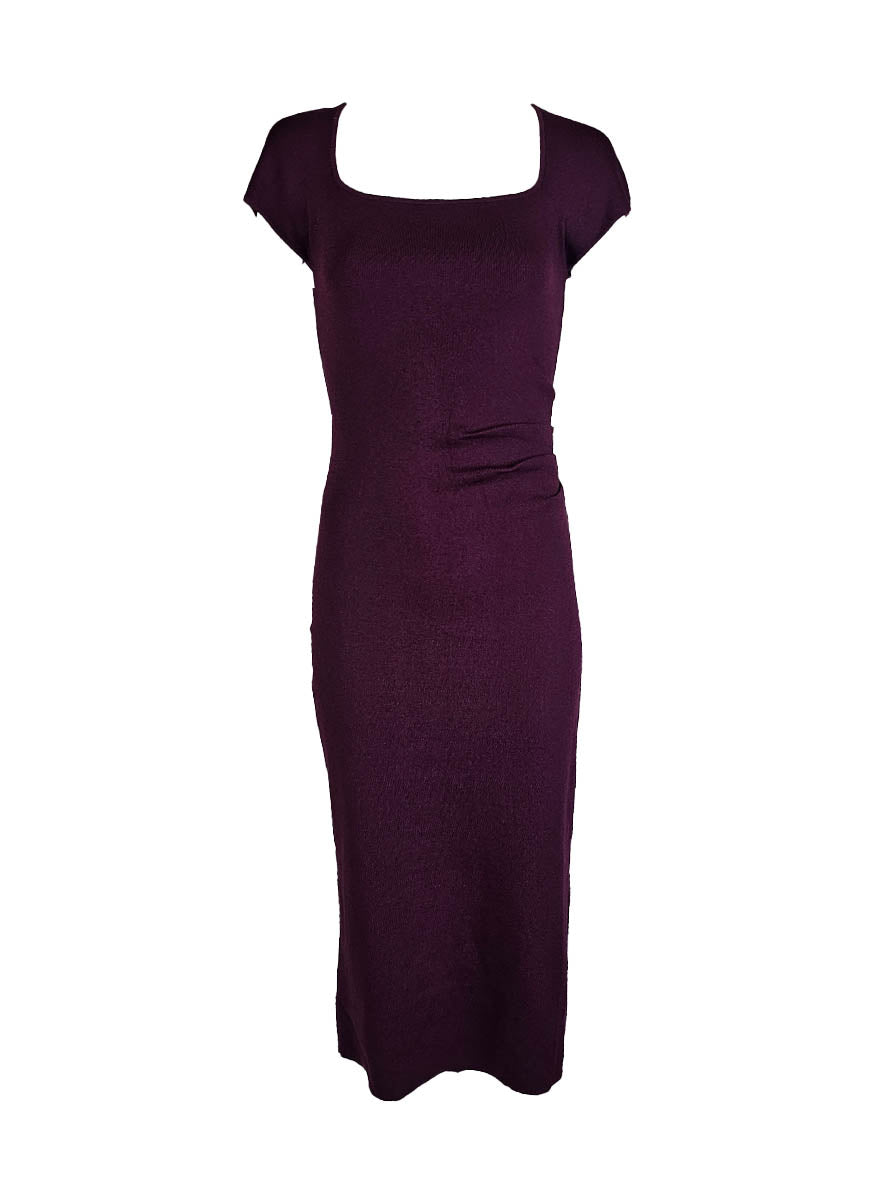 O240040 Knitted Square Neck Dress *Maroon *Backorder