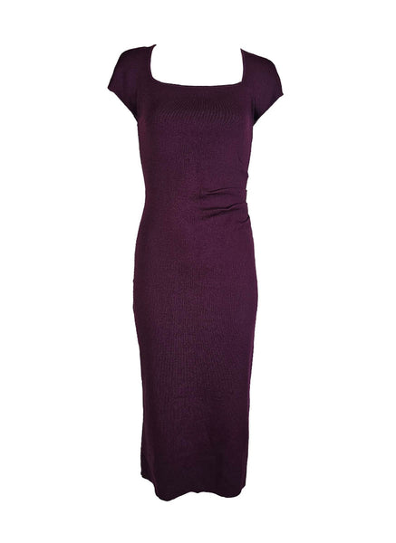 O240040 Knitted Square Neck Dress *Maroon *Backorder