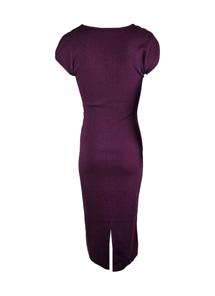 O240040 Knitted Square Neck Dress *Maroon *Backorder