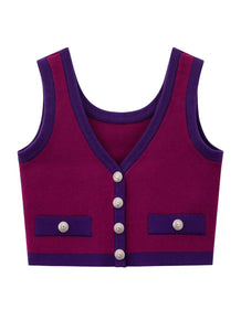 O240051 Knitted V-Neck Sleeveless Top *Purple